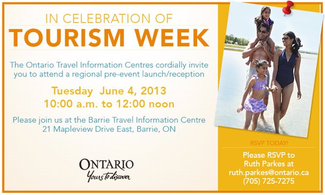 Let's Celebrate Tourism 2013 Event in Barrie on June 4th 